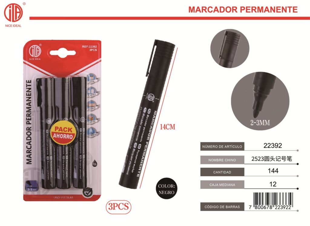 MARCADOR NEGRO 3 PIEZAS 3PCS
