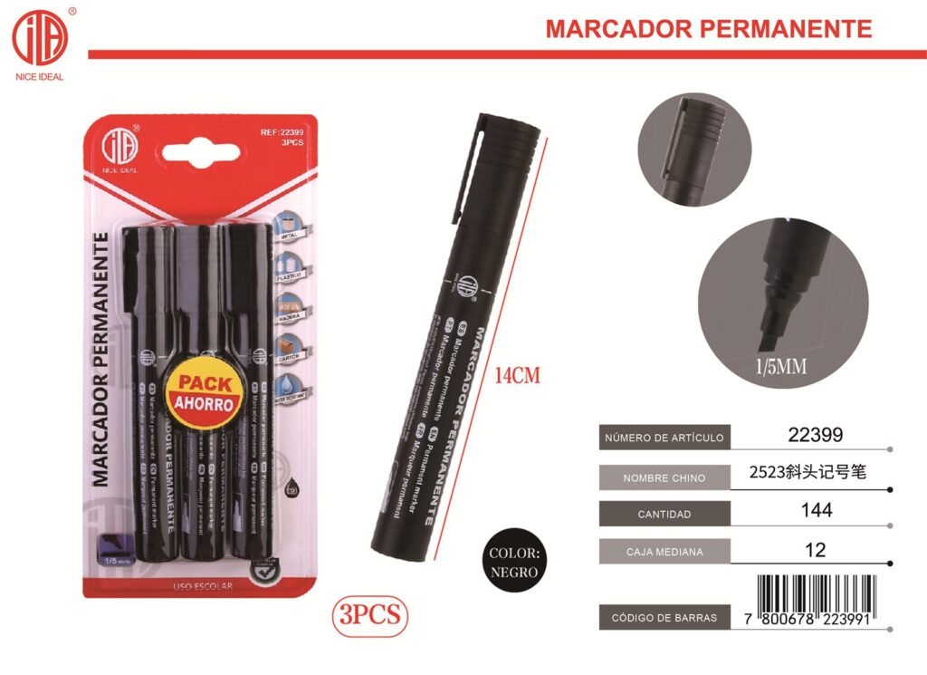 MARCADOR NEGRO 3 PIEZAS 3PCS
