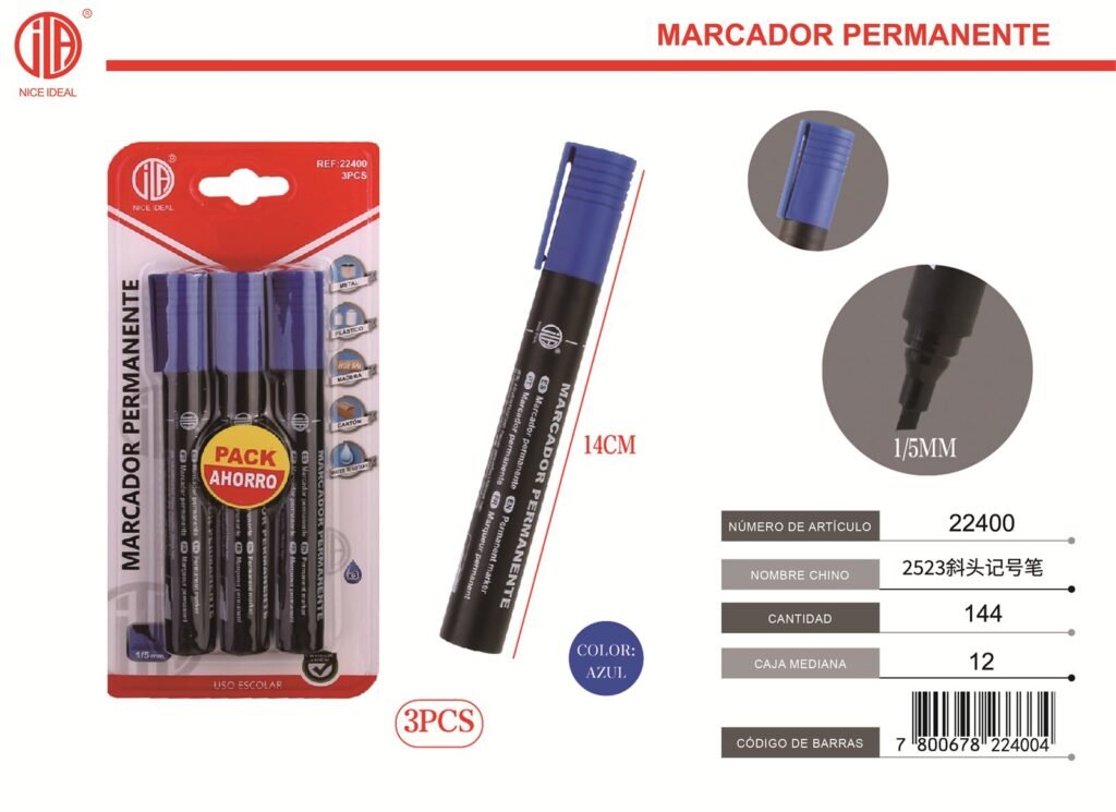 MARCADOR AZUL 3 PIEZAS 3PCS