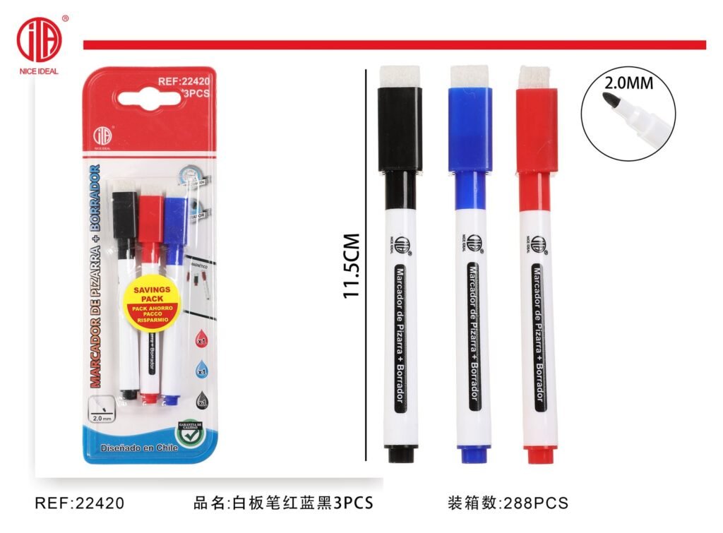 BOLíGRAFO PIZARRA ROJO AZUL NEGRO 3 PIEZAS 2551 3PCS