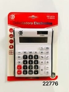 Calculadora electrónica de escritorio blanca