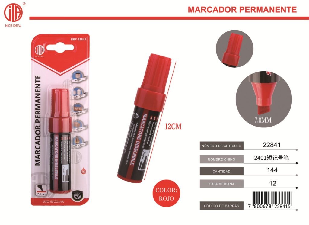 ROTULADOR ROJO CORTO 7MM 2401 7MM