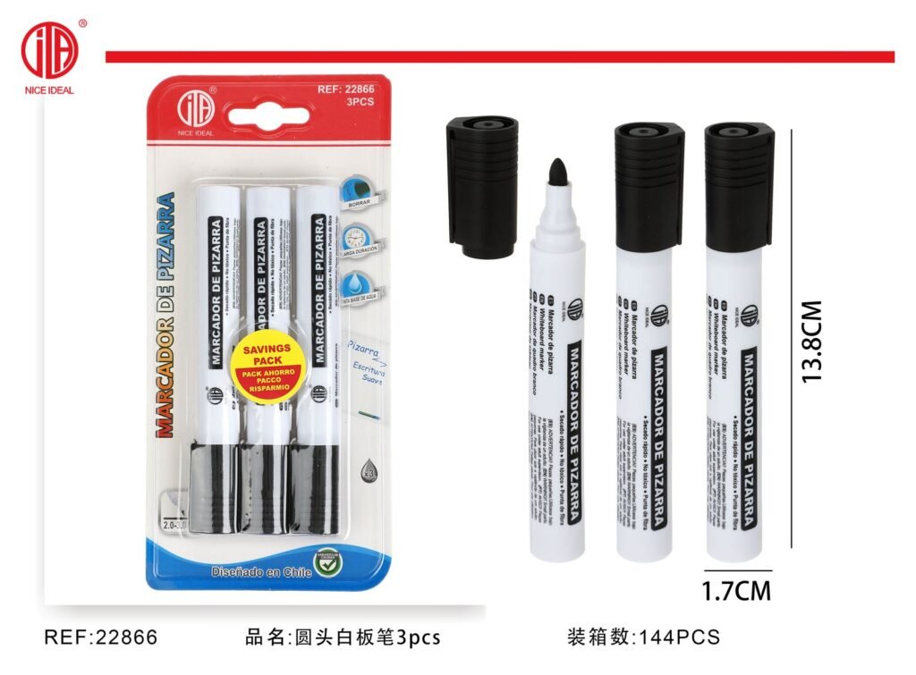 PLUMA DE PIZARRA BLANCA DE CABEZA REDONDA 3PCS