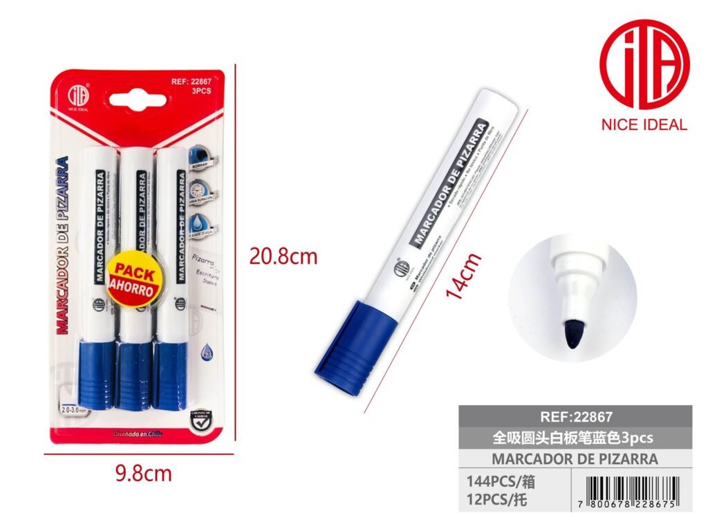 PLUMA DE PIZARRA AZUL 3PCS 2537 3PCS