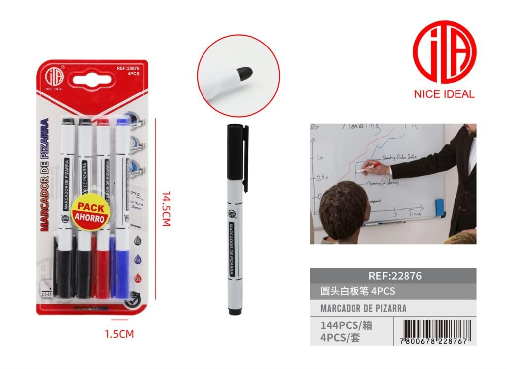 PLUMA DE PIZARRA BLANCA DE CABEZA REDONDA DE SUCCIóN COMPLETA 2 NEGRO AZUL 1 ROJO 4 PCS 2