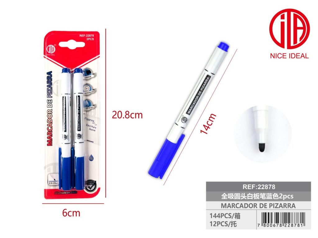 PLUMA DE PIZARRA BLANCA DE CABEZA REDONDA DE SUCCIóN COMPLETA AZUL 2PCS 2PCS