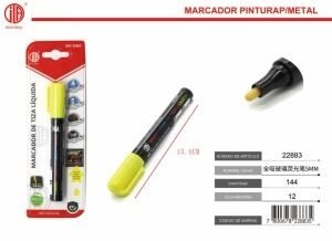 Marcador de pintura para vidrio y metal amarillo de 5 mm