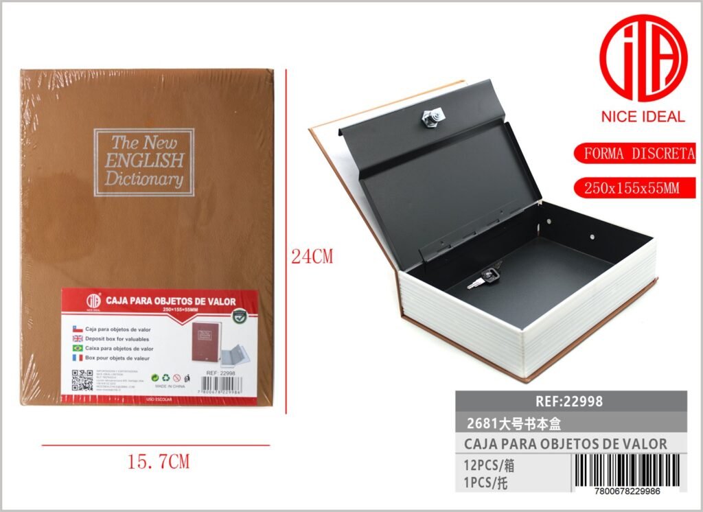 Caja de seguridad con forma de libro y llave