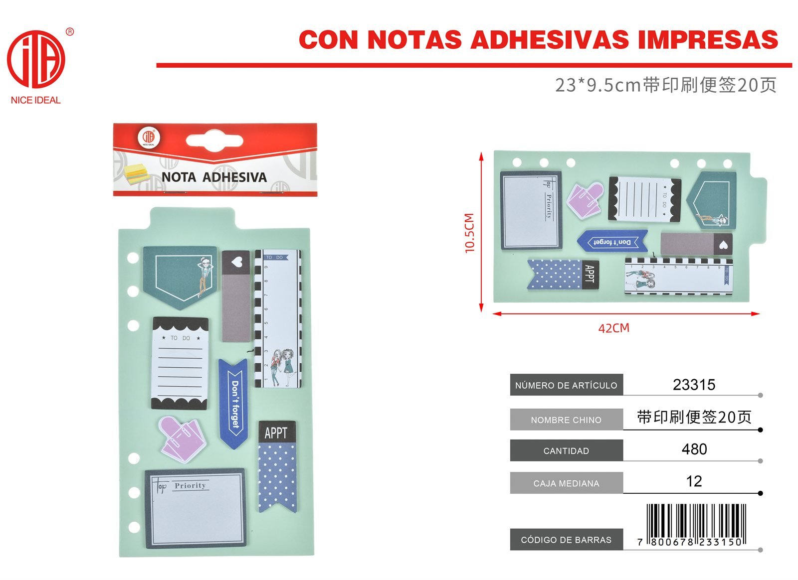 23 * 9 5 CM CON 20 PáGINAS DE NOTAS IMPRESAS 23*9.5CM 20