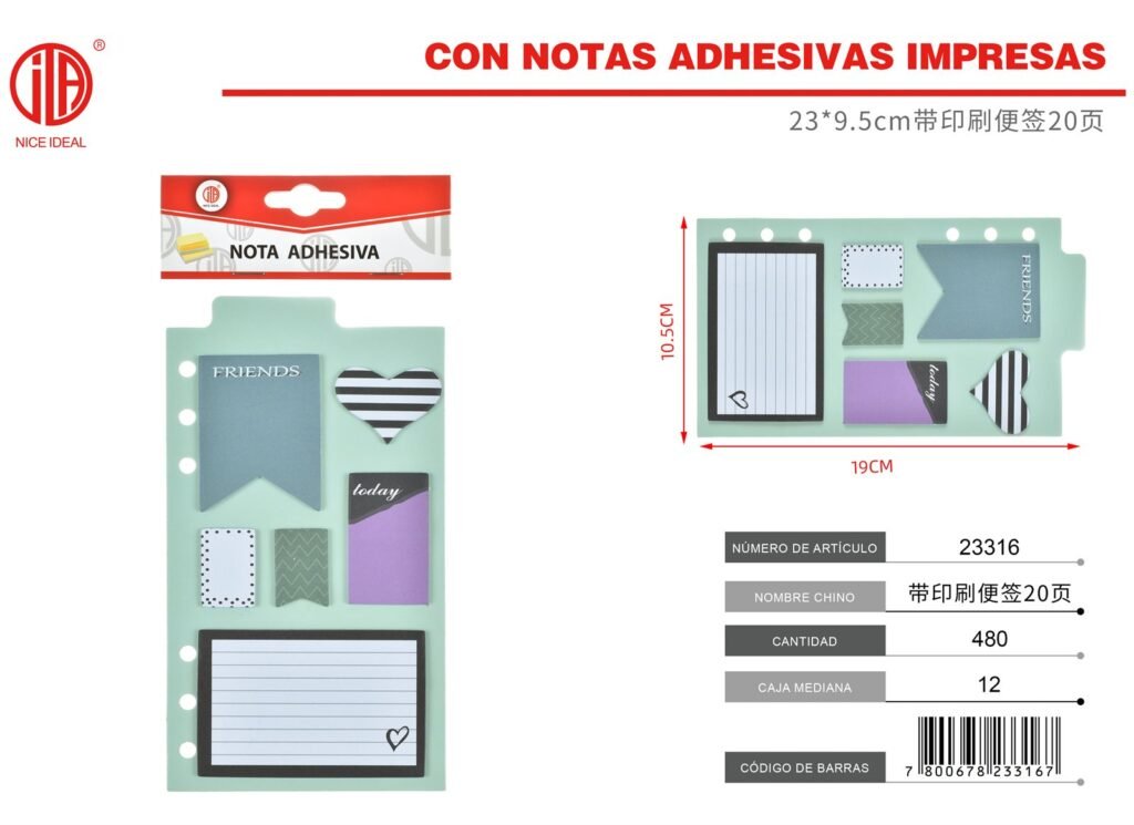 23 * 9 5 CM CON 20 PáGINAS DE NOTAS IMPRESAS 23*9.5CM 20