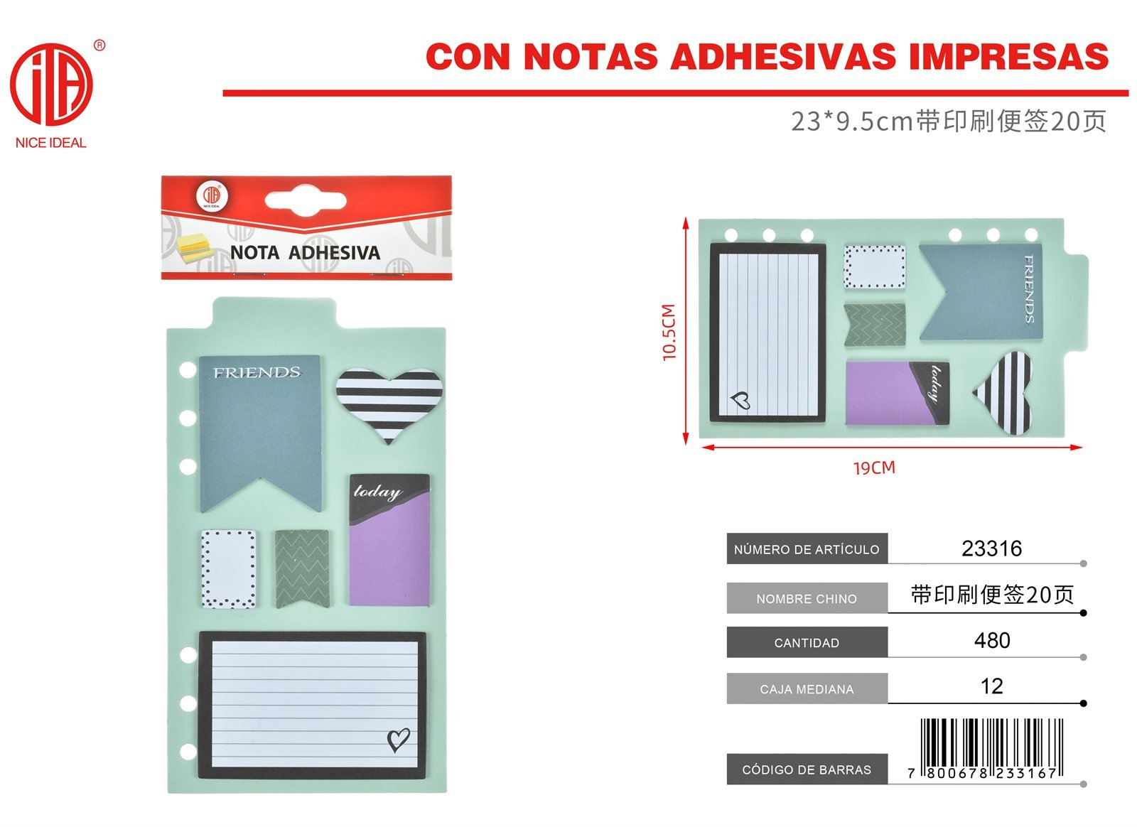 23 * 9 5 CM CON 20 PáGINAS DE NOTAS IMPRESAS 23*9.5CM 20