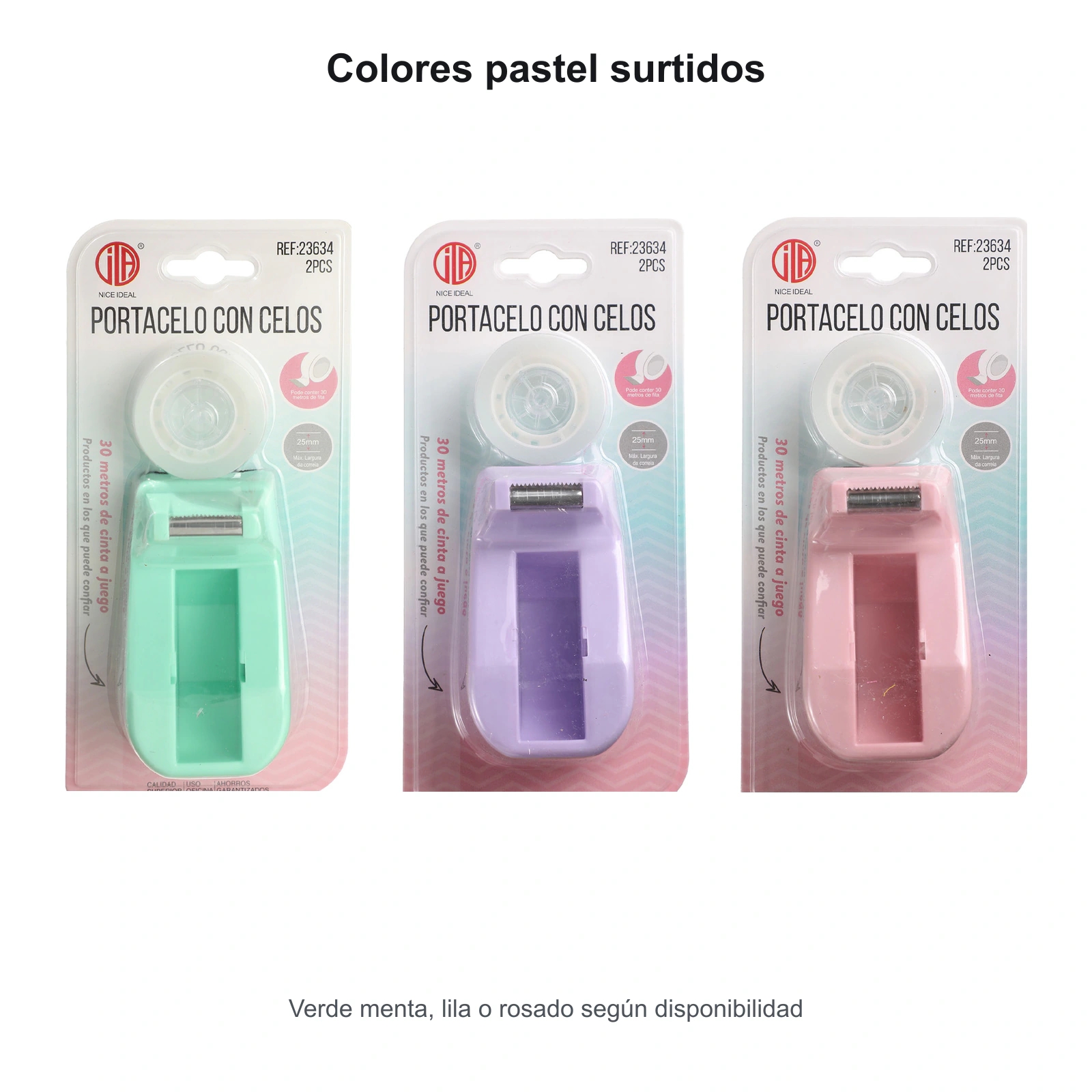 Portacelo en colores pastel verde menta lila y rosado