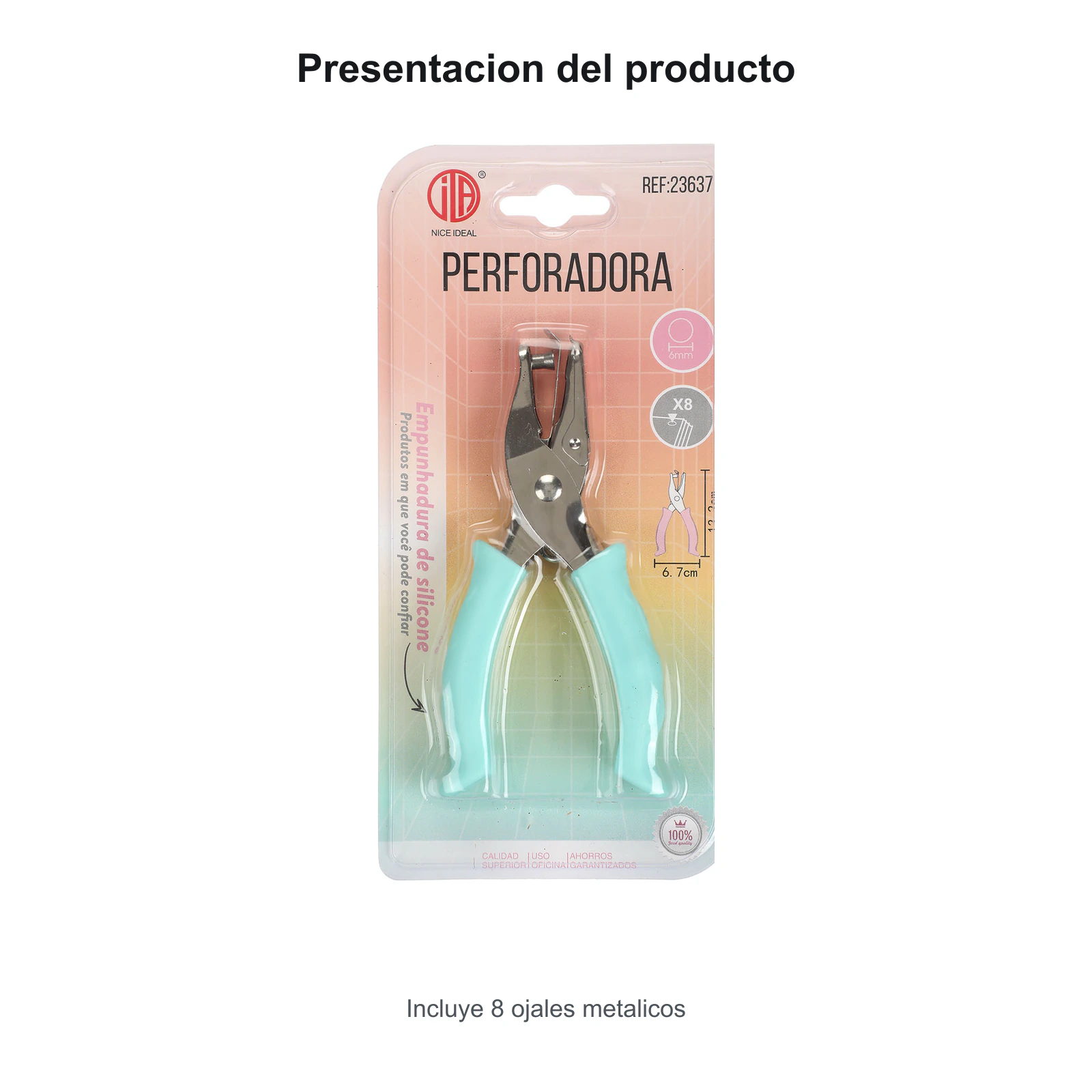 Perforadora pastel con 8 ojales metálicos incluidos