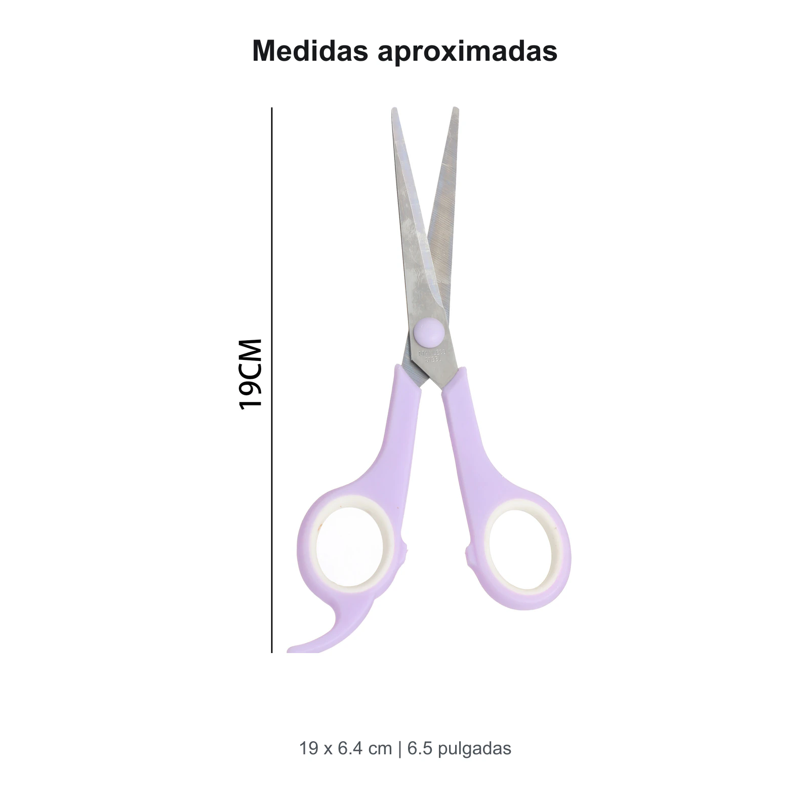 Medidas indicadas de tijeras de 19 por 6.4 cm