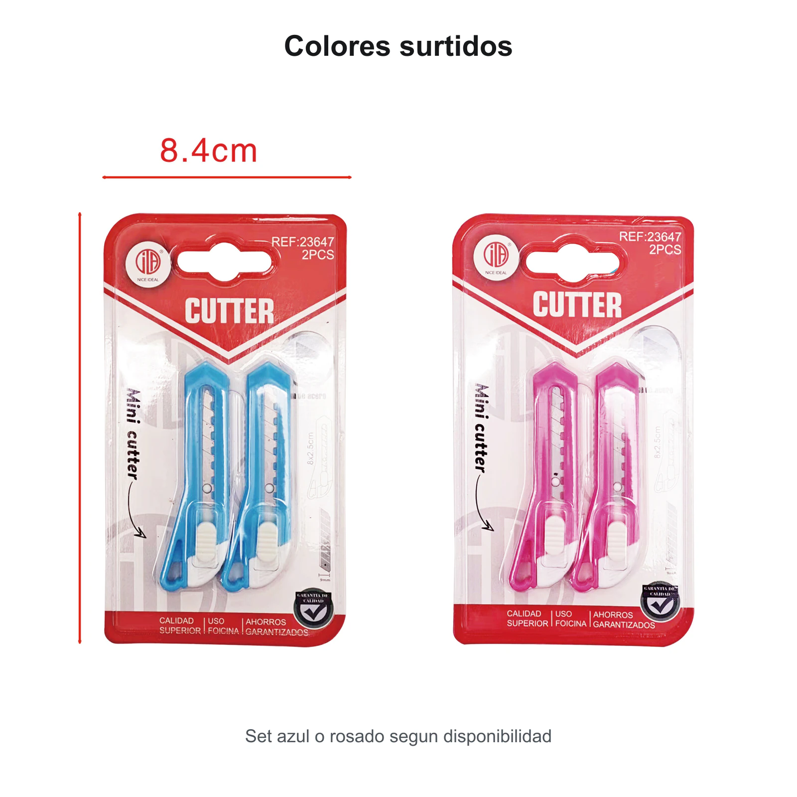 Sets de mini cortacartones en color azul o rosado
