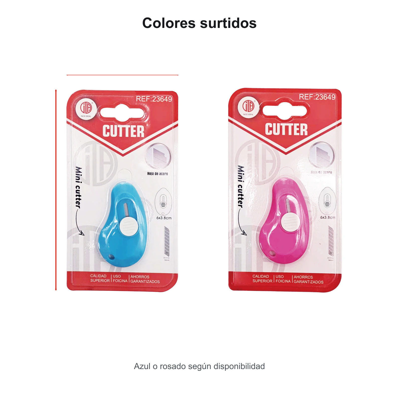 Mini cortador de seguridad en colores surtidos azul y rosado