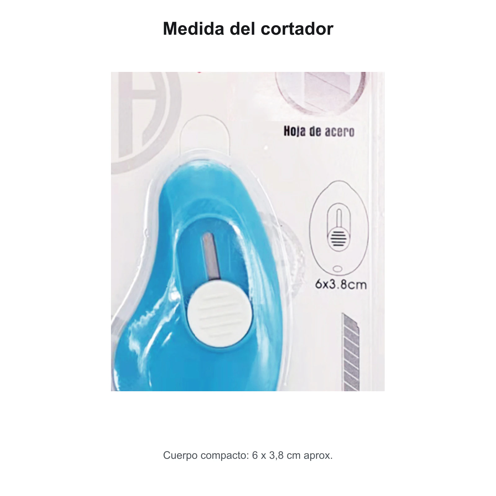 Mini cortador compacto de 6 por 3,8 cm con deslizador blanco