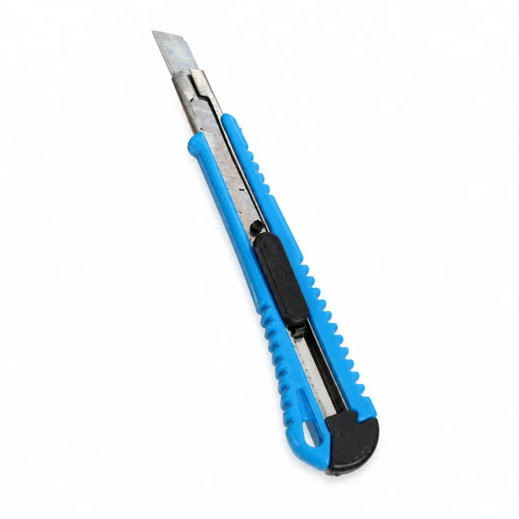 Cutter retractil azul BC097 de 9 mm sobre fondo blanco, SKU 23650