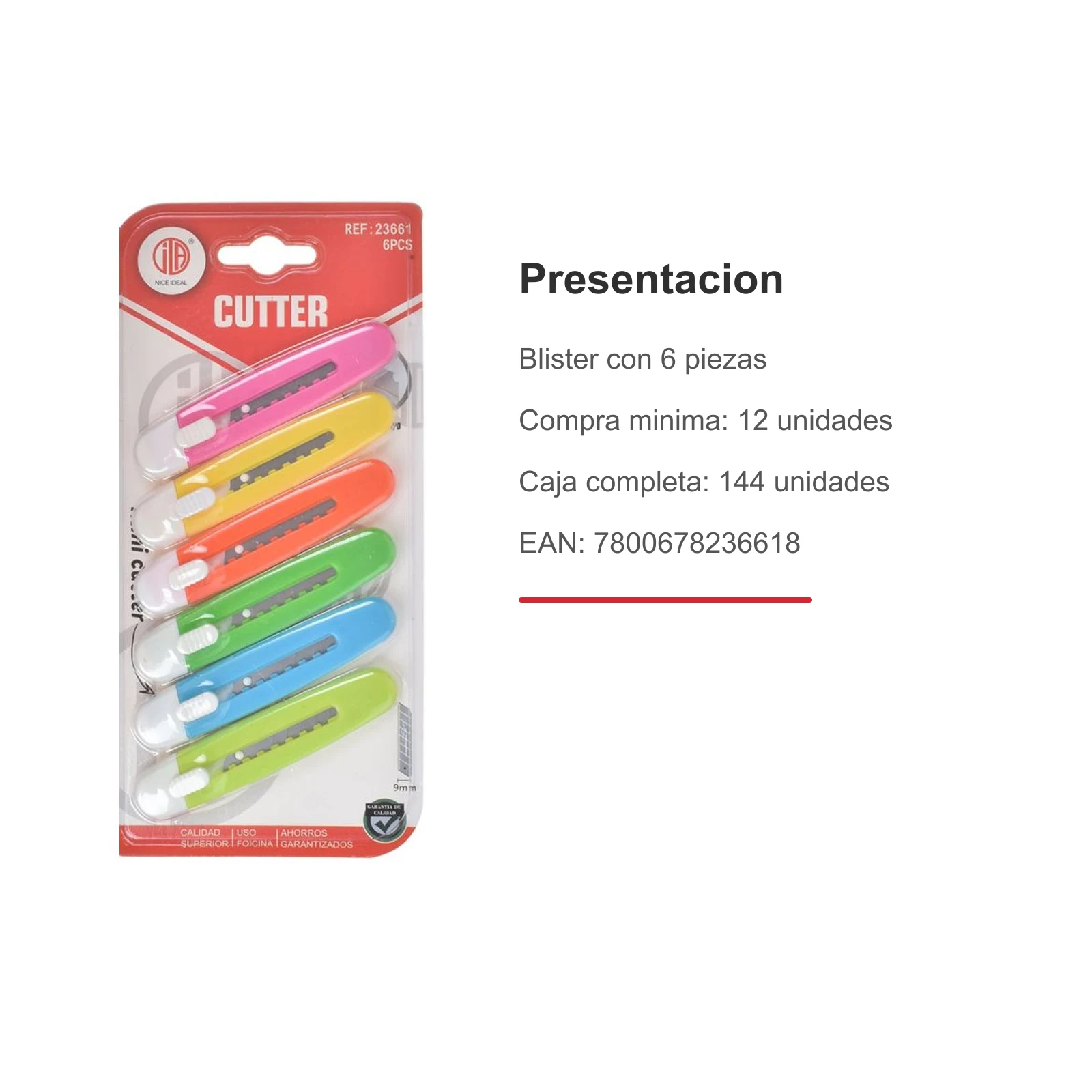 Set de 6 cutters economicos de seguridad en colores surtidos - Imagen 8