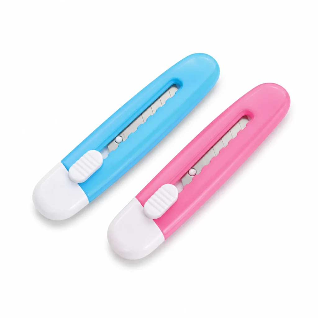 Set de 2 mini cutters economicos de seguridad en colores surtidos