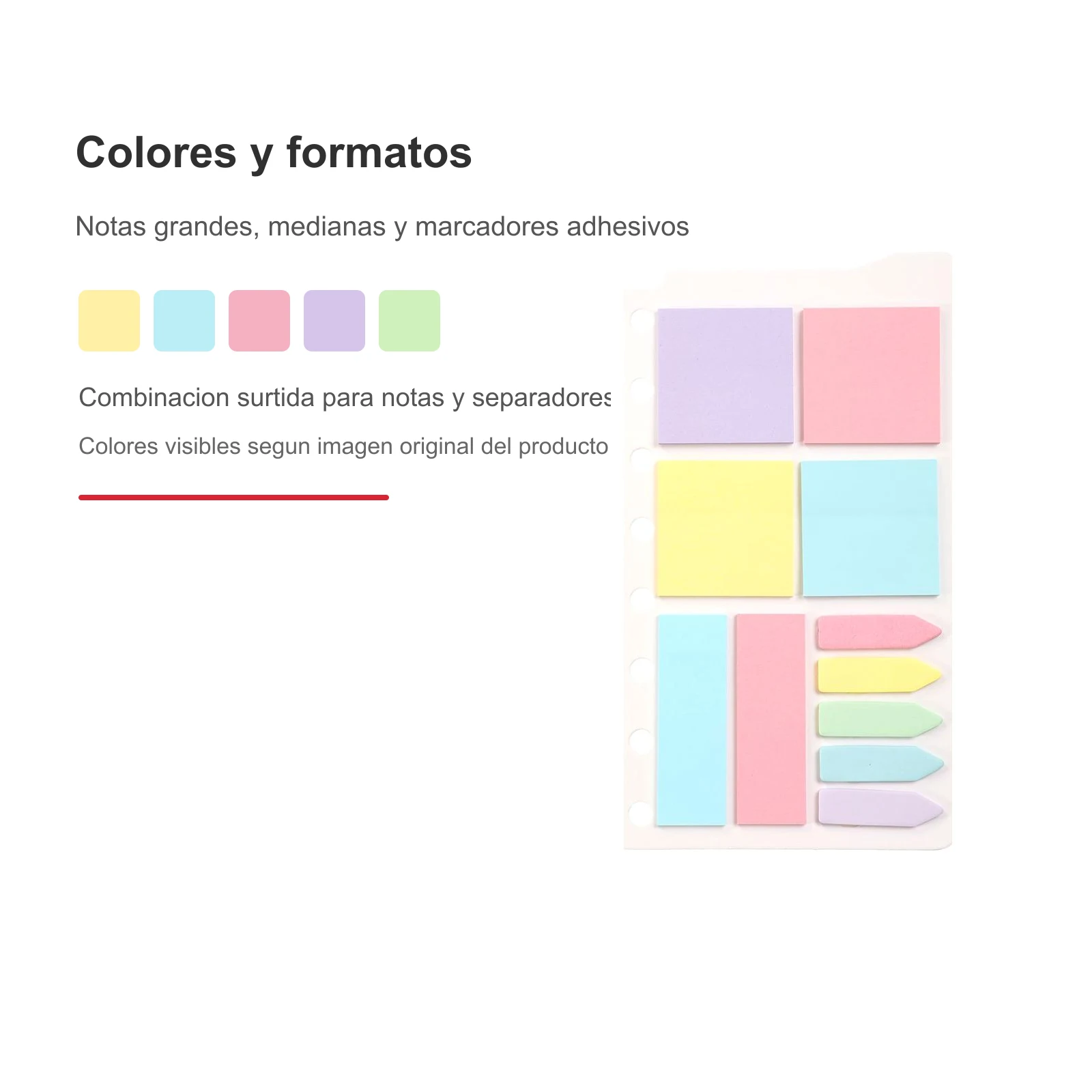 Set mediano de notas adhesivas combinadas 12.5 x 21.8 cm - Imagen 3