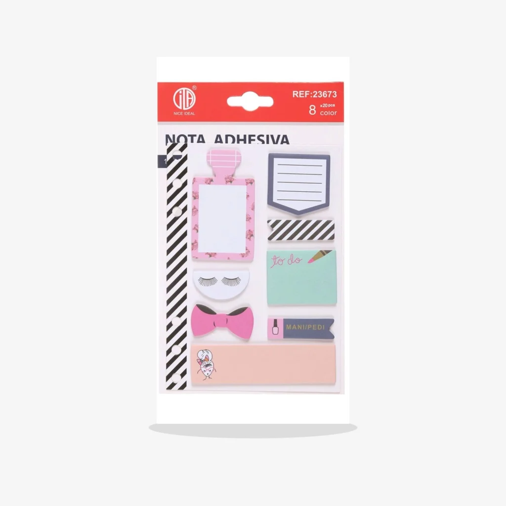 Set de notas adhesivas impresas 20 paginas 8 colores 20 x 12 cm