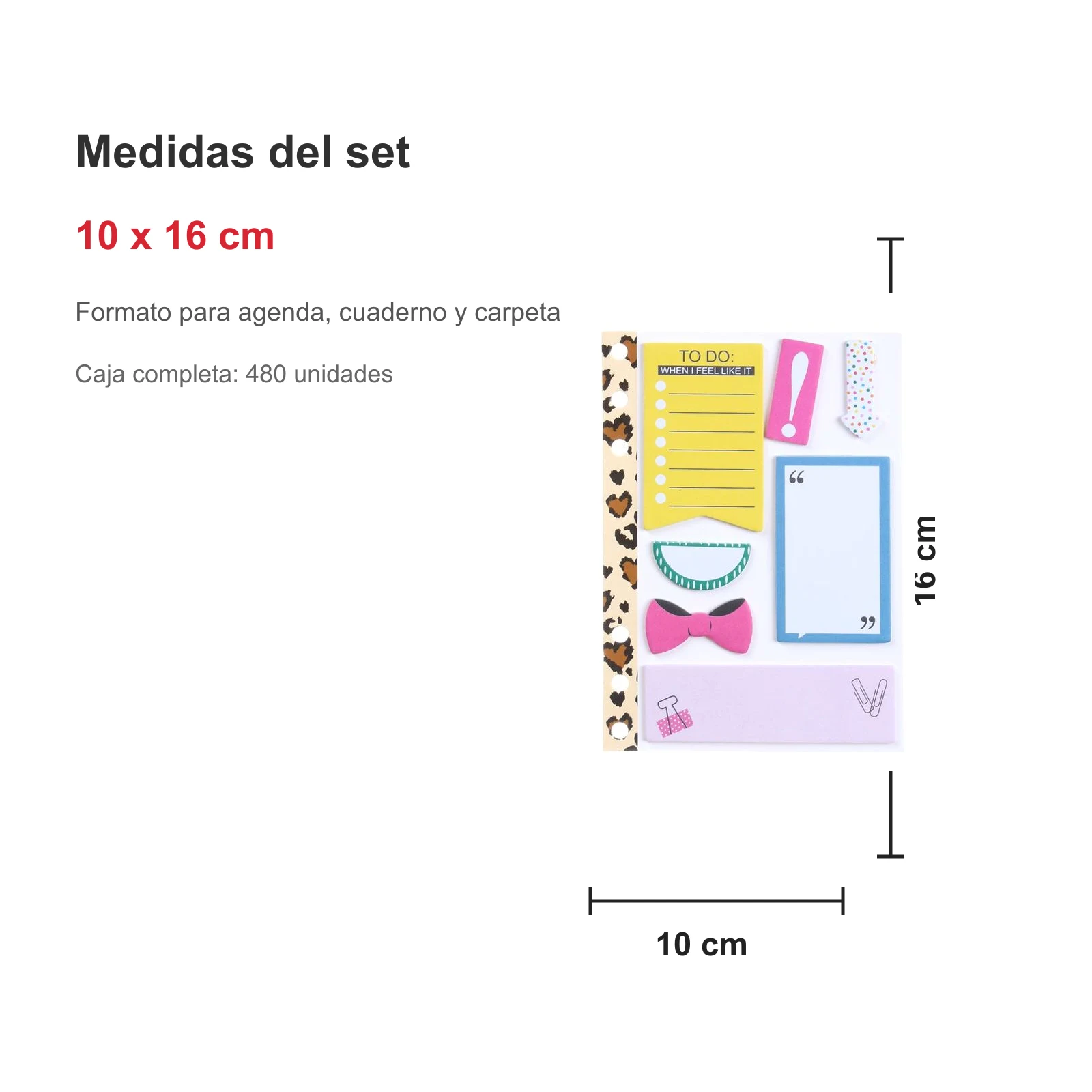 Set de notas adhesivas impresas 20 paginas 7 colores 10 x 16 cm - Imagen 4