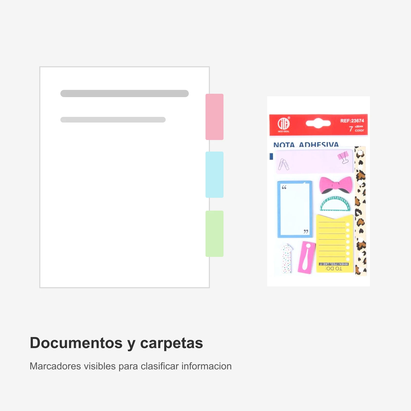 Set de notas adhesivas impresas 20 paginas 7 colores 10 x 16 cm - Imagen 7