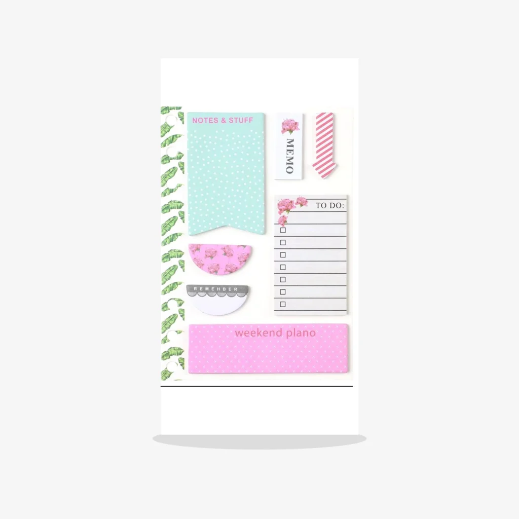 Set de notas adhesivas impresas 20 paginas 7 colores 11.3 x 16.2 cm