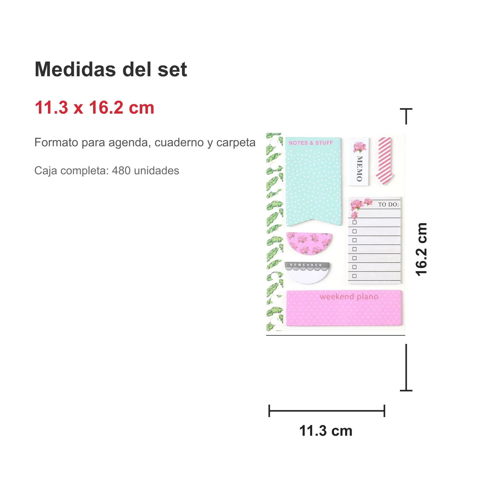 Set de notas adhesivas impresas 20 paginas 7 colores 11.3 x 16.2 cm - Imagen 4