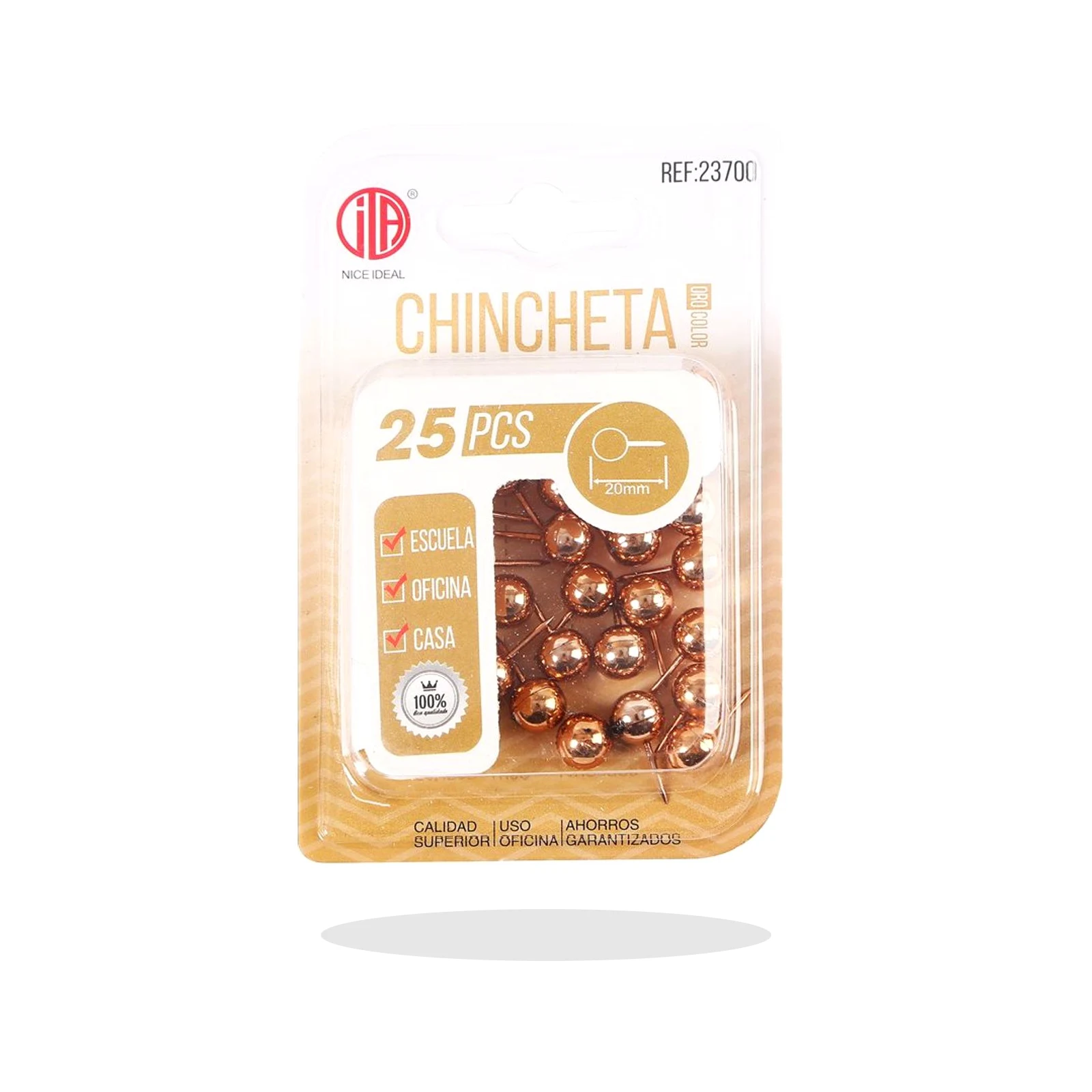 Chinchetas rose gold 25 piezas 20 mm