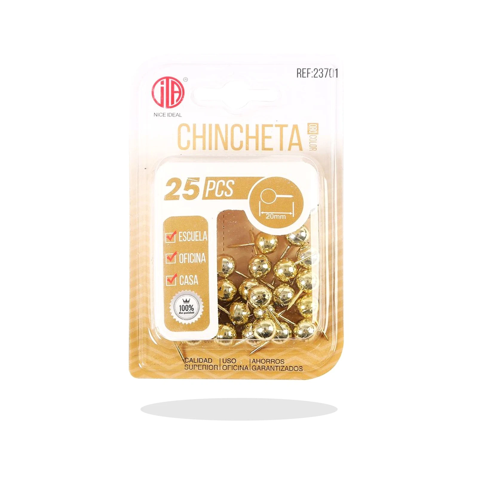 Chinchetas doradas 25 piezas 20 mm