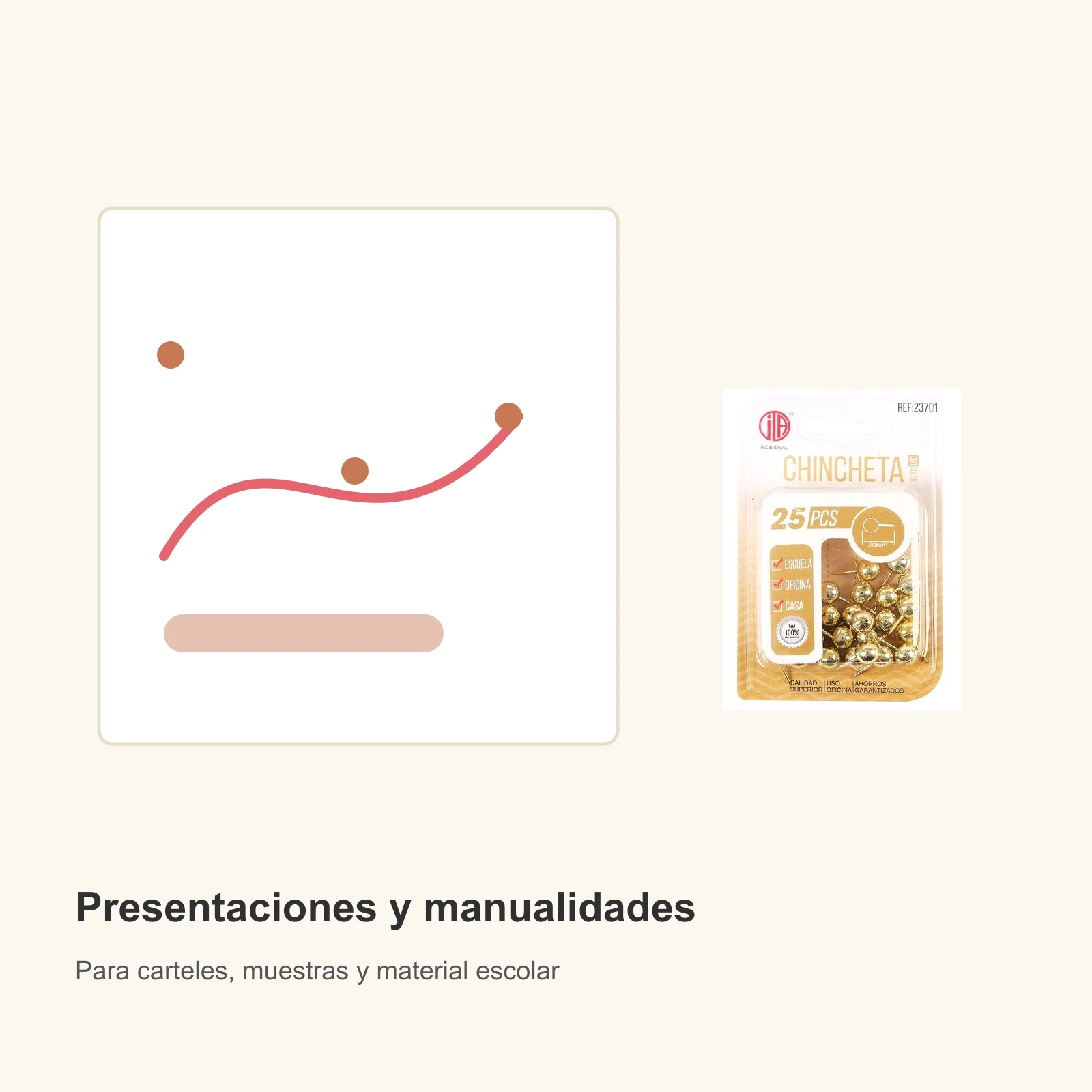 Chinchetas doradas 25 piezas 20 mm - Imagen 8