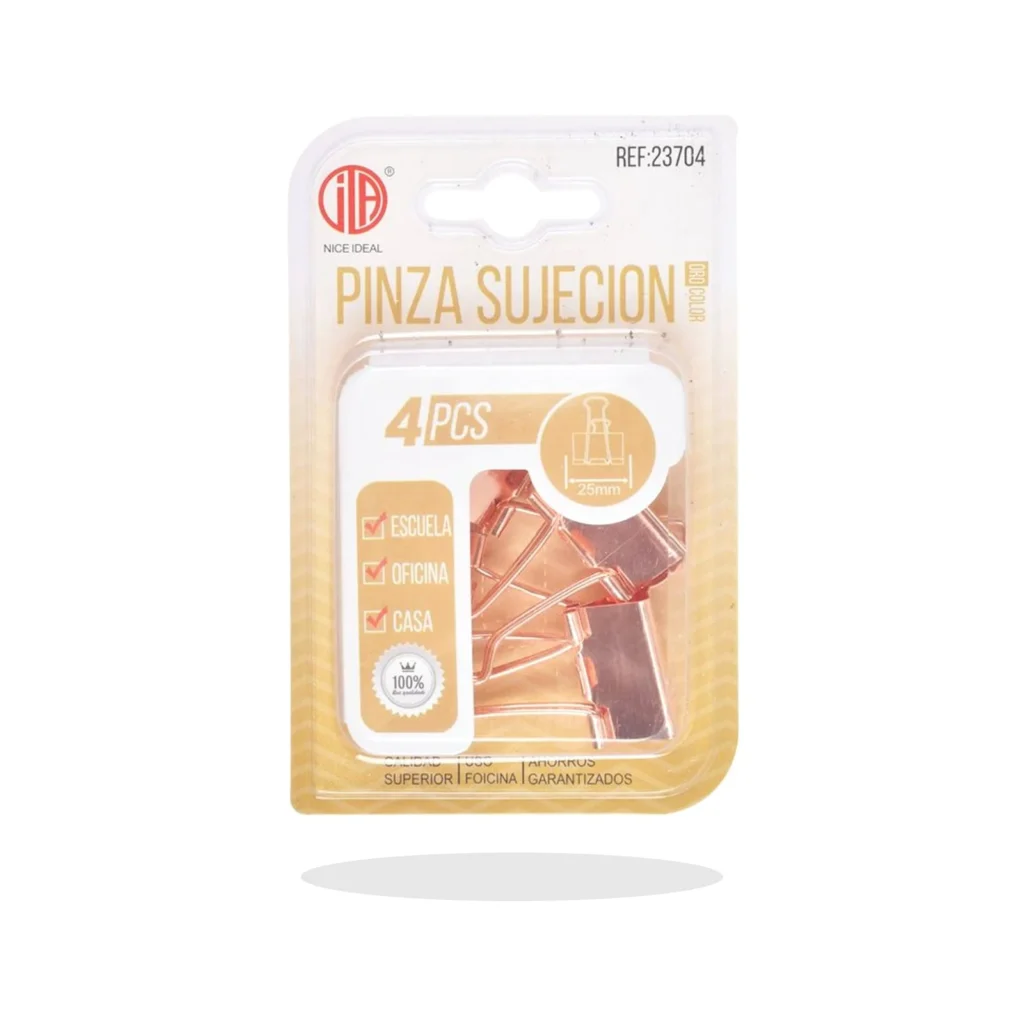 Pinzas sujetapapeles rose gold 25 mm 4 piezas