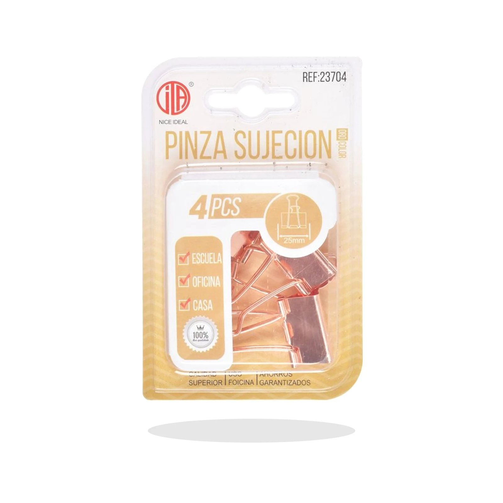 Pinzas sujetapapeles rose gold 25 mm 4 piezas