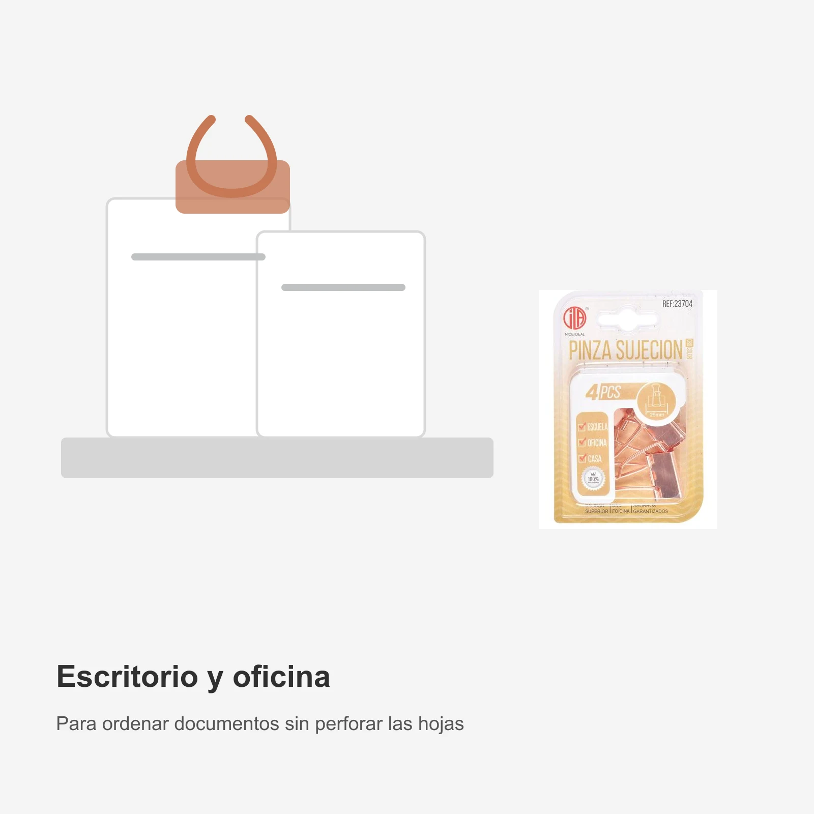 Pinzas sujetapapeles rose gold 25 mm 4 piezas - Imagen 7