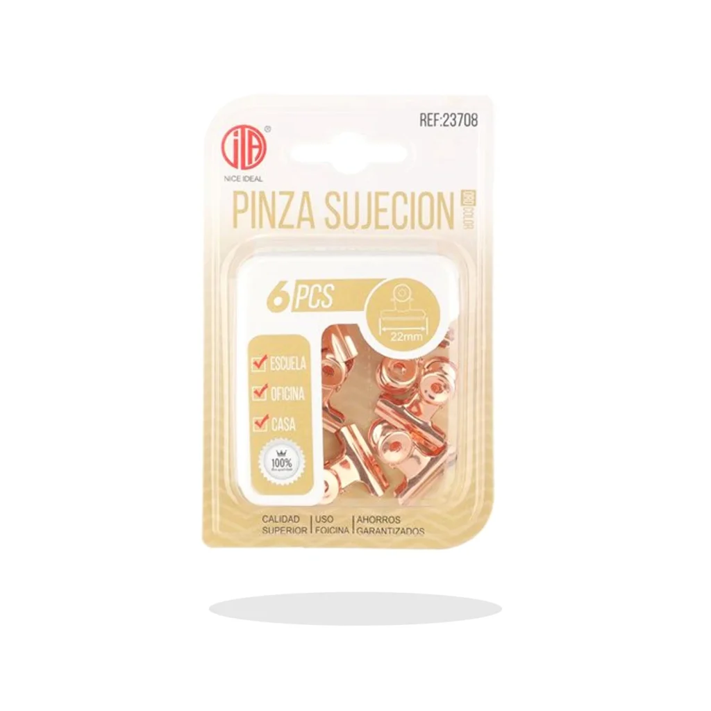 Pinzas metalicas redondas rose gold 22 mm 6 piezas