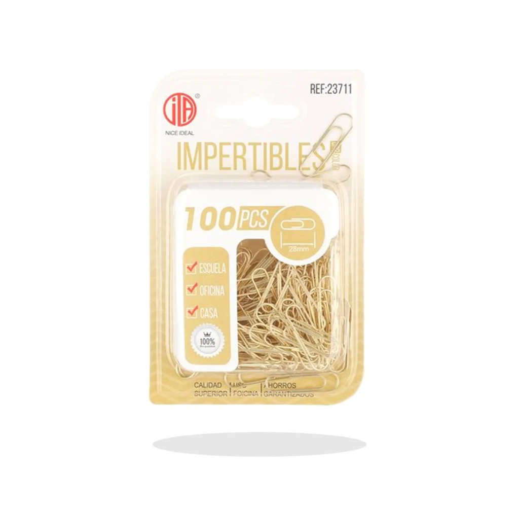Clips de papel dorados 28 mm 100 piezas