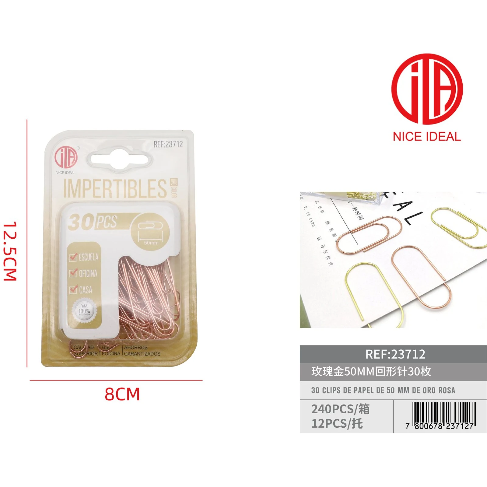 Clips de papel rose gold 50 mm 30 piezas - Imagen 2