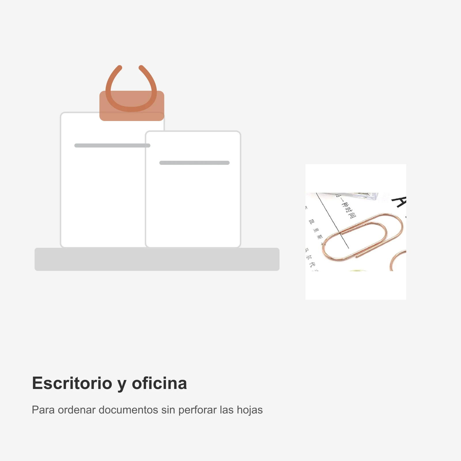 Clips de papel rose gold 50 mm 30 piezas - Imagen 7