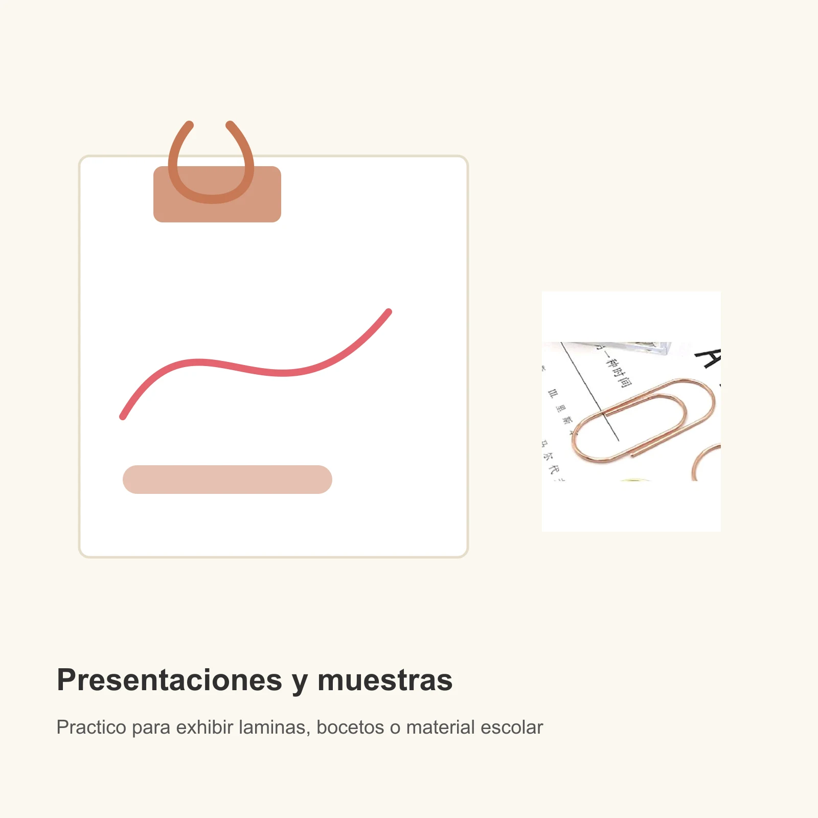 Clips de papel rose gold 50 mm 30 piezas - Imagen 8