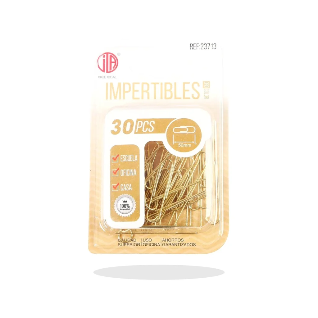 Clips de papel dorados 50 mm 30 piezas