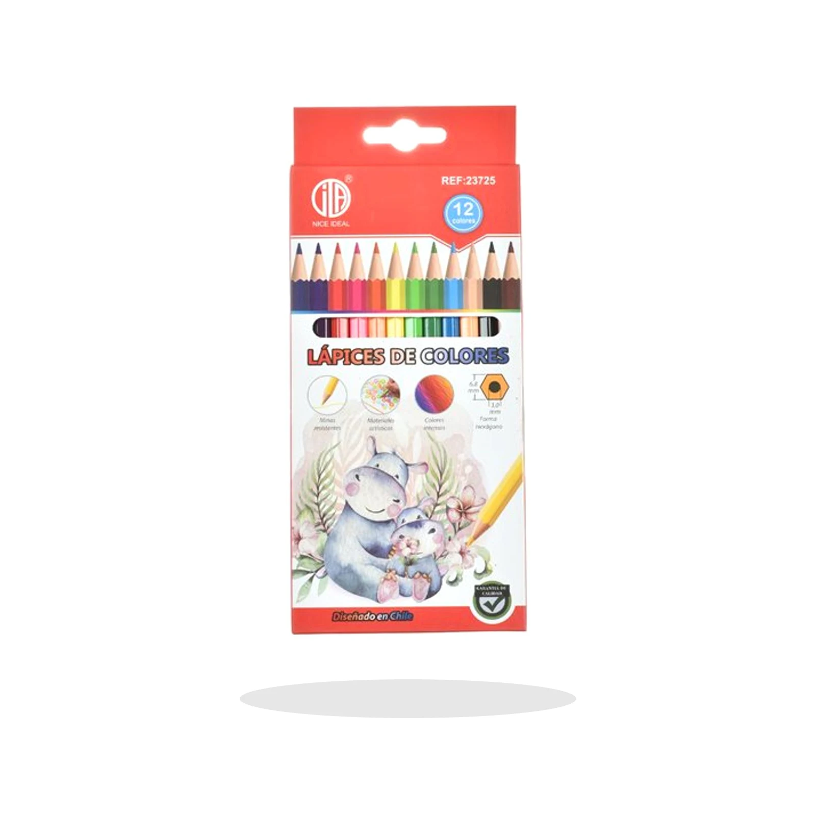 Set de 12 lápices de colores hexagonales de 17,5 cm