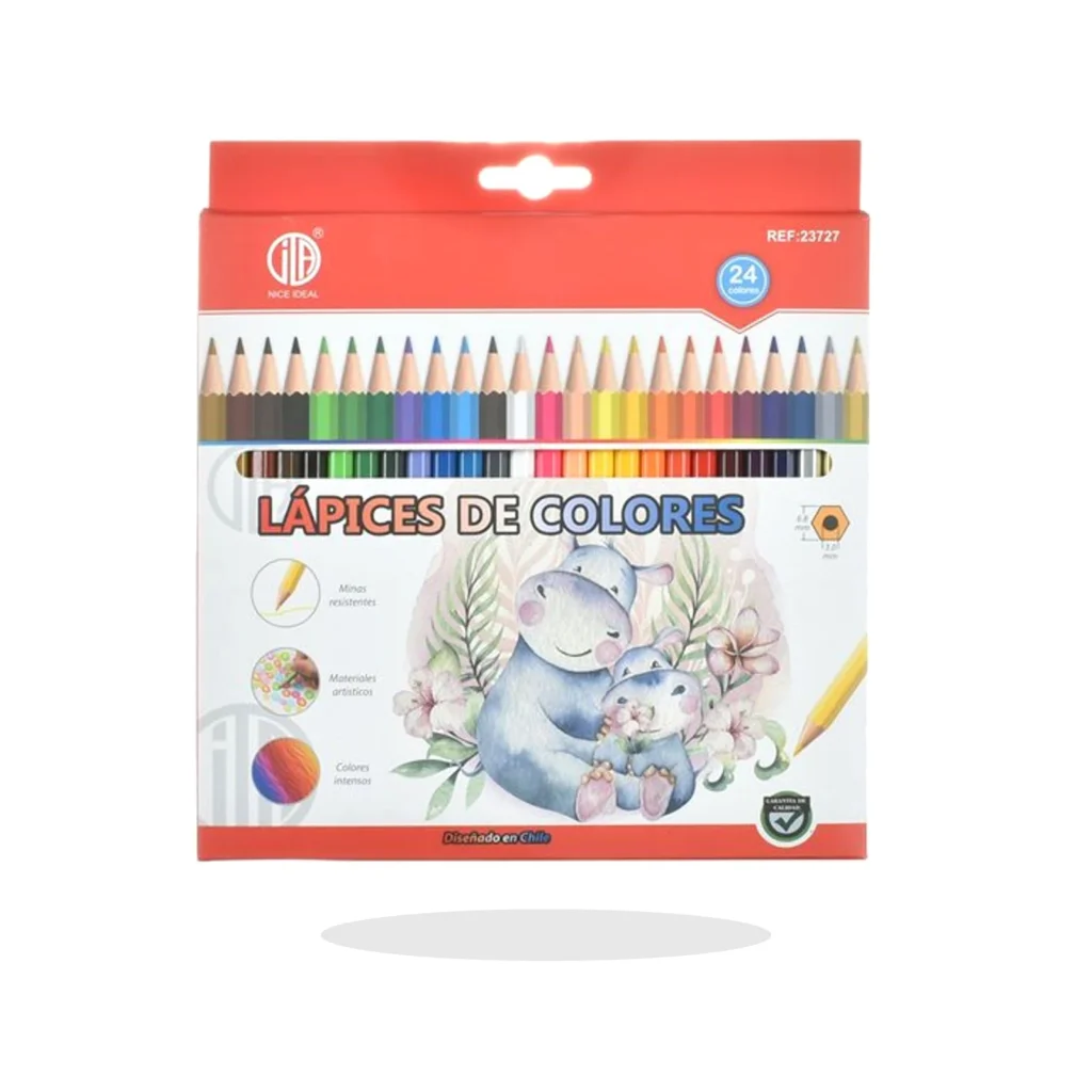 Set de 24 lápices de colores hexagonales de 17,5 cm