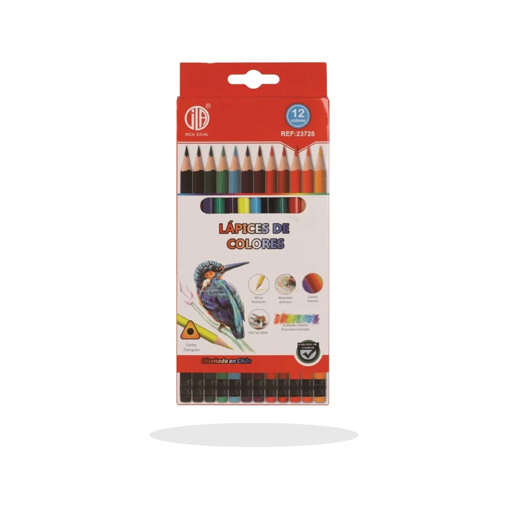 Set de 12 lápices de colores borrables triangulares