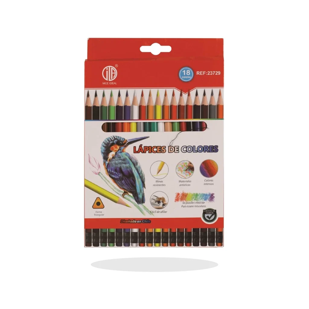 Set de 18 lápices de colores borrables triangulares