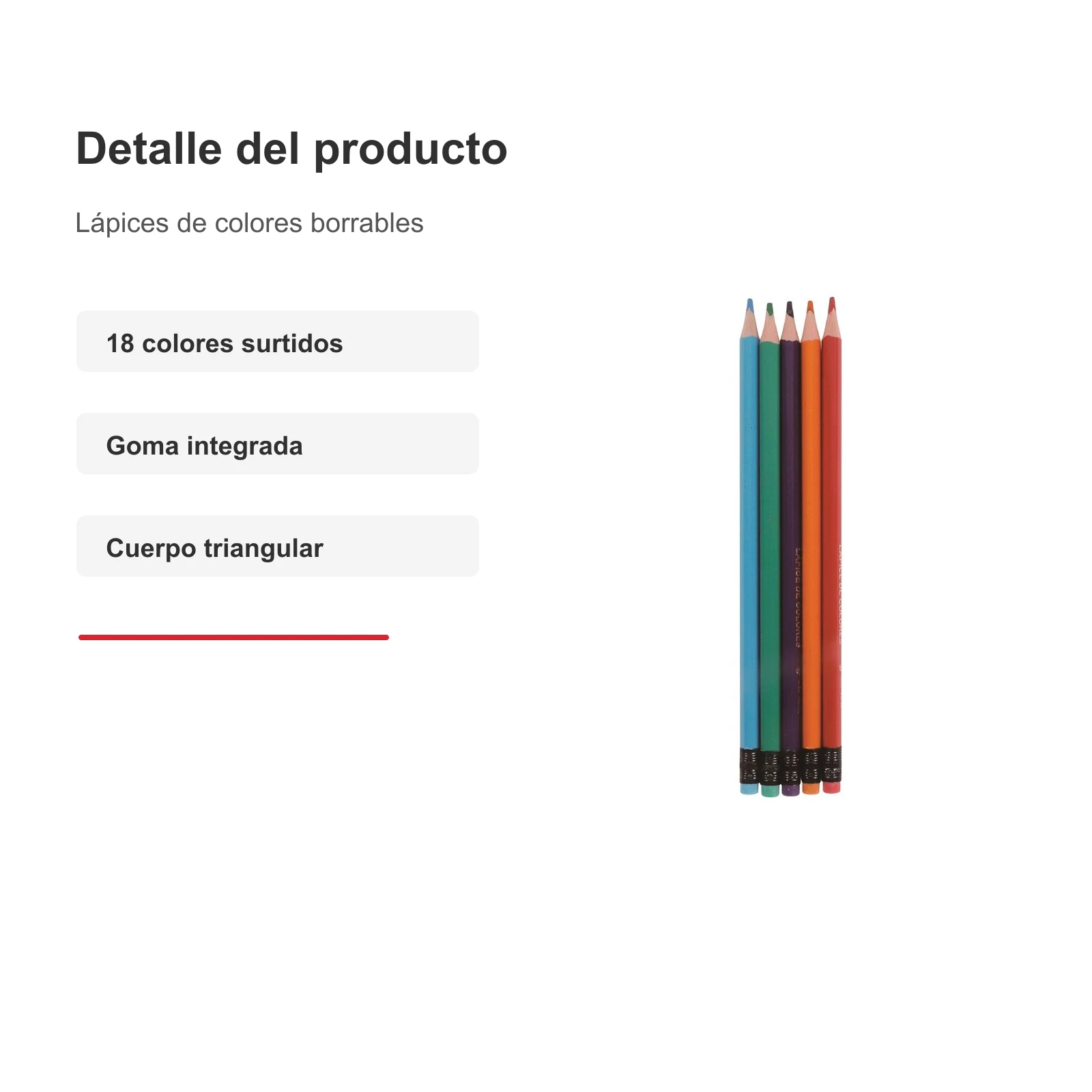 Set de 18 lápices de colores borrables triangulares - Imagen 3