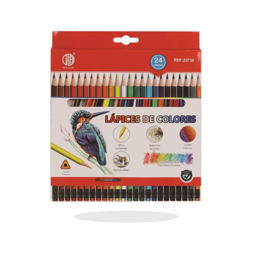 Set de 24 lápices de colores borrables triangulares