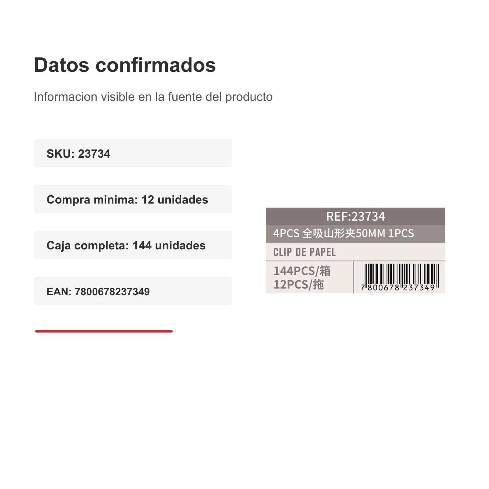 Set de 4 pinzas metálicas para papel, 50 mm - Imagen 4