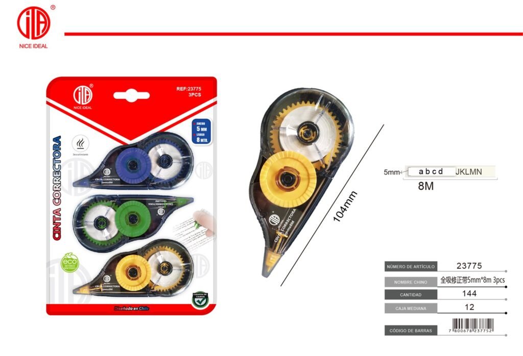 CINTA CORRECTORA 5MM*8M 3PCS